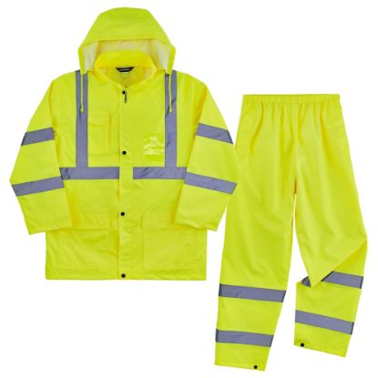 Picture of Ergodyne GloWear 8376K Lightweight Hi-Vis Rain Suit, Lime, X-Large