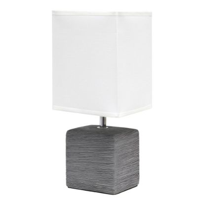 Picture of Simple Designs Petite Faux Stone Table Lamp, 11-13/16inH, Gray Base/White Shade