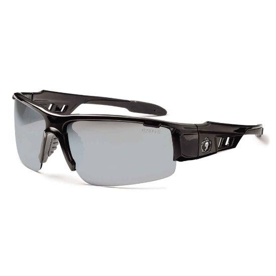 Picture of Ergodyne Skullerz Safety Glasses, Dagr, Black Frame, Silver Mirror Lens