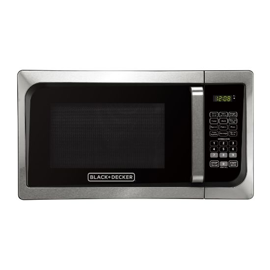 Picture of Black+Decker EM925AJK-P1 0.9 Cu Ft Pull Handle Microwave, Stainless Steel