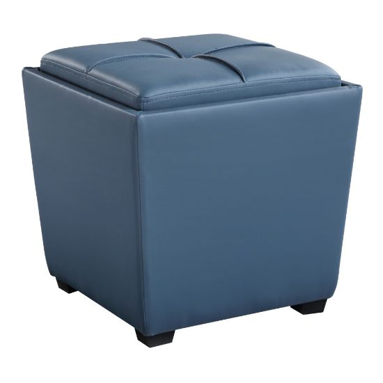 Picture of Office Star Rockford Storage Ottoman, Slate Blue