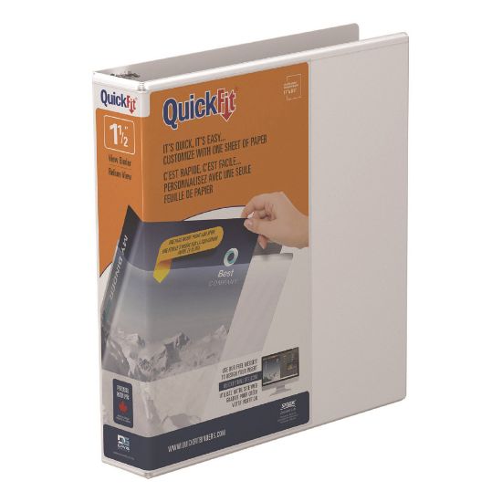 Picture of QuickFit View 3-Ring Binder, 1 1/2in Angle D-Rings, White