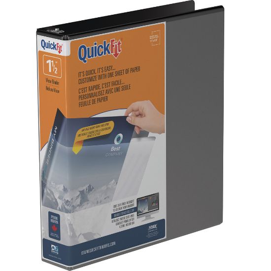 Picture of QuickFit View 3-Ring Binder, 1 1/2in Angle D-Rings, Black