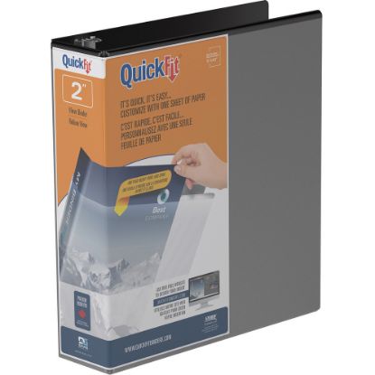 Picture of QuickFit View 3-Ring Binder, 2in Angle D-Rings, Black