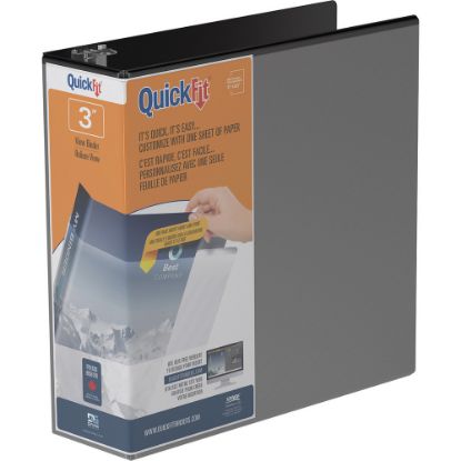 Picture of QuickFit View 3-Ring Binder, 3in Angle D-Rings, Black