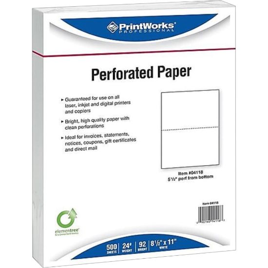 Picture of Paris Printworks Professional Inkjet Or Laser  Perforated Paper, 3-Part, Letter Size (8-1/2in x 11in), 500 Sheets Per Ream, Case Of 5 Reams, 92 Brightness, 24 Lb