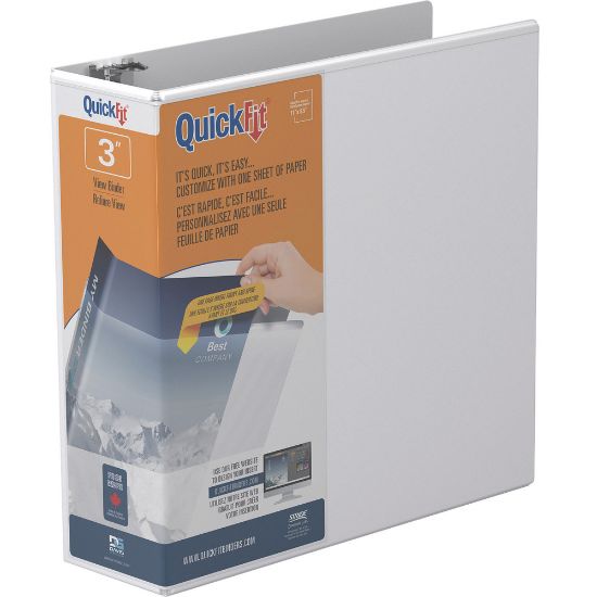 Picture of QuickFit View 3-Ring Binder, 3in Angle D-Rings, White