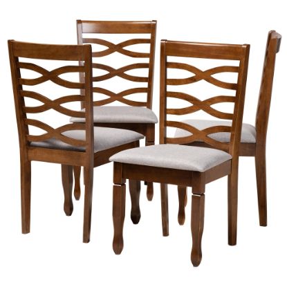 Picture of Baxton Studio Elijah Dining Chairs, Gray/Walnut, Set Of 4 Chairs