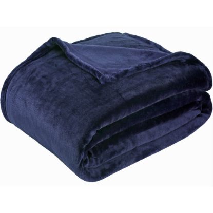 Picture of Sedona House Premium Microfiber Velvet Plush Flannel Throw Blanket, 50in x 60in, Blue