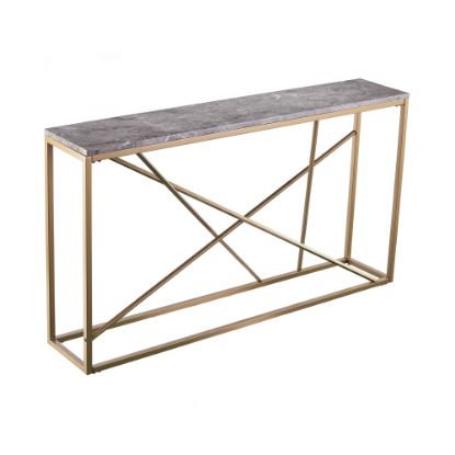 Picture of SEI Furniture Arendal Skinny Console Table, 29inH x 52inW x 10inD, Gold/Gray