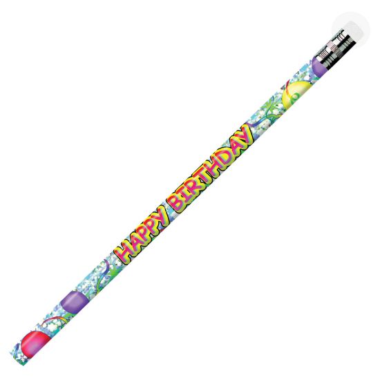 Picture of J.R. Moon Pencil Co. Pencils, 2.11 mm, #2 HB Lead, Happy Birthday Glitz, Multicolor, Pack Of 144