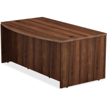 Picture of Lorell Chateau 72inW Bowfront Computer Desk, Walnut