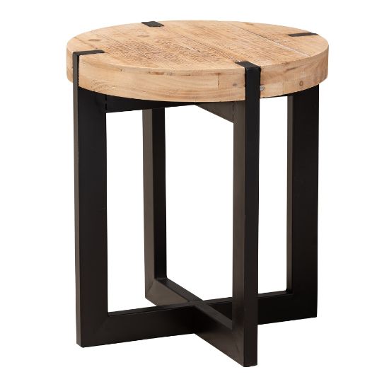 Picture of Baxton Studio Rustic And Industrial End Table, 15-3/4in x 13-13/16in, Natural Brown/Black