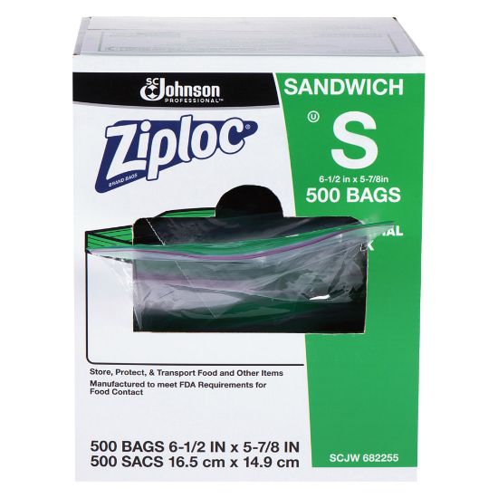 Picture of Ziploc Resealable Sandwich Bags, Clear, Box Of 500 Bags