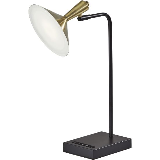 Picture of Adesso Lucas LED Desk Lamp with USB Port, 21-3/4inH, Antique Brass Shade/Black Base