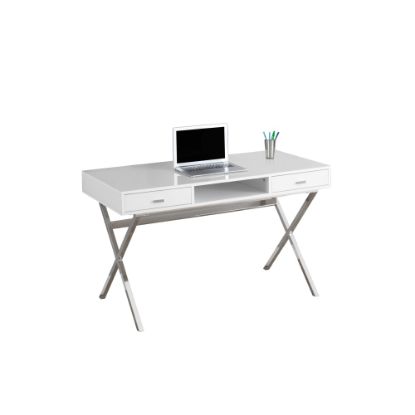 Picture of Monarch Specialties Contemporary 48inW Computer Desk With Criss-Cross Legs, Chrome/White