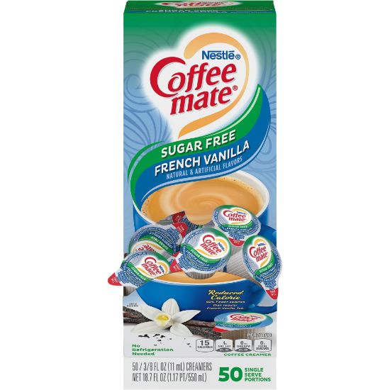 Picture of Nestle Coffee-mate Liquid Creamer, Sugar-Free French Vanilla Flavor, 0.38 Oz Single Serve x 50