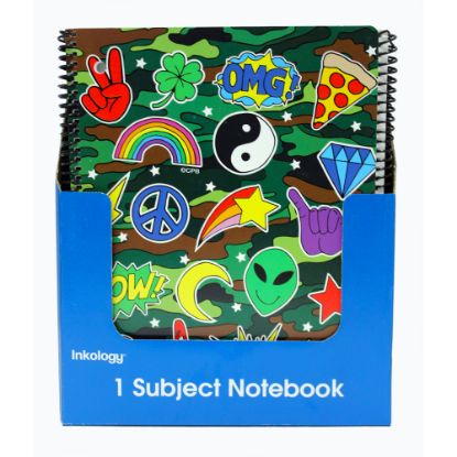 Picture of Inkology Corey Paige Notebooks, 8-1/2in x 11in, College Ruled, 140 Pages (70 Sheets), Assorted Designs, Pack Of 12 Notebooks