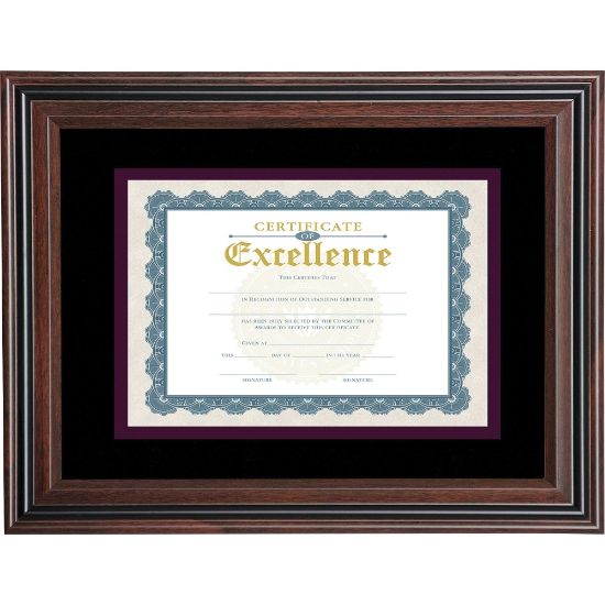 Picture of Advantus Double Matted Certificate Picture Frame, 11in x 14in With Mat, Rosewood