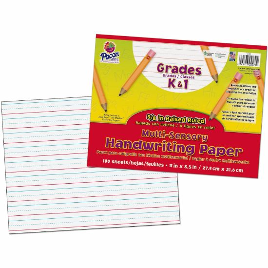 Picture of Pacon Grades K - 1 Multi - sensory Handwriting Tablet - Letter - 11in x 8.5in - Wide Rule - 100 Sheets/Pack - White