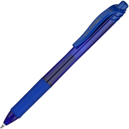 Picture of Pentel EnerGel-X Retractable Gel Pens, Bold Point, 1.0 mm, Blue Barrel, Blue Ink, Pack Of 12 Pens