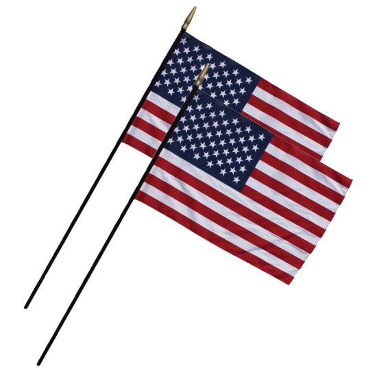 Picture of FlagZone Heritage U.S. Classroom Flags With Staffs, 24in x 36in, Pack Of 2 Flags