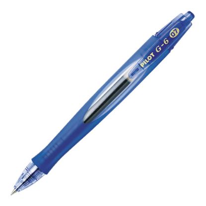 Picture of Pilot G-6 Retractable Gel Ink Rollerball Pen, 0.7 mm, Fine Point, Blue Barrel, Blue Ink