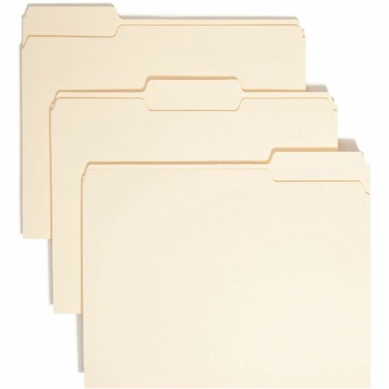 Picture of Smead Top Tab File Folders, Letter Size, 8 1/2in x 11in, 1/3 Tab Cut, Assorted Tab Position, 3/4in Expansion, Manila, Carton Of 500 Folders