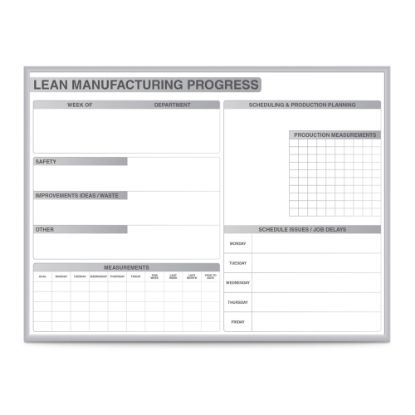 Picture of Ghent Lean Manufacturing Magnetic Dry-Erase Whiteboard, 48in x 72in, Aluminum Frame With Silver Finish