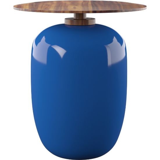 Picture of SEI Kenova Round Outdoor Accent Table, 21inH x 17-3/4inW x 17-3/4inD, Acacia/Blue