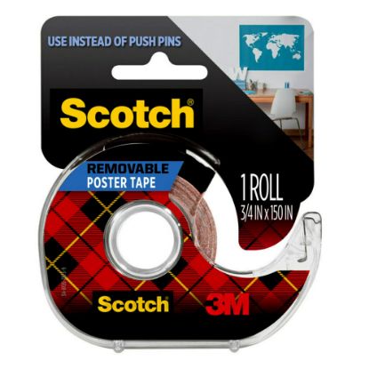 Picture of Scotch Poster Tape with Dispenser, Removable, 3/4 in x 150 in, 1 Tape Roll, Clear, Home Office and School Supplies