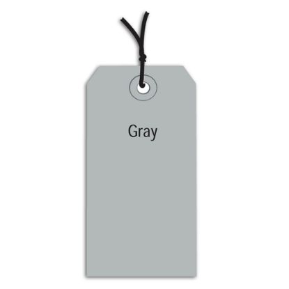 Picture of Partners Brand Prestrung Color Shipping Tags, #6, 5 1/4in x 2 5/8in, Gray, Box Of 1,000