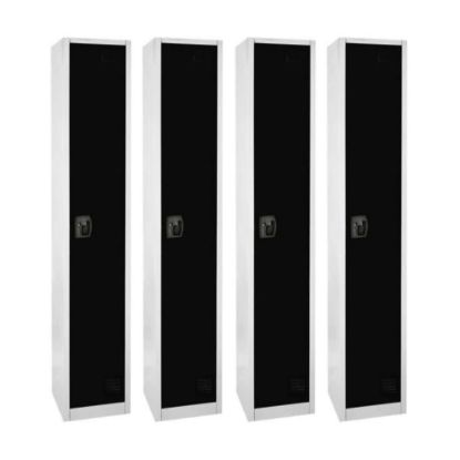 Picture of Alpine AdirOffice 1-Tier Steel Lockers, 72inH x 12inW x 12inD, Black, Pack Of 4 Lockers