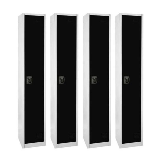 Picture of Alpine AdirOffice 1-Tier Steel Lockers, 72inH x 12inW x 12inD, Black, Pack Of 4 Lockers