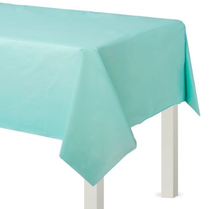 Picture of Amscan Flannel-Backed Vinyl Table Covers, 54in x 108in, Robin's Egg Blue, Set Of 2 Covers