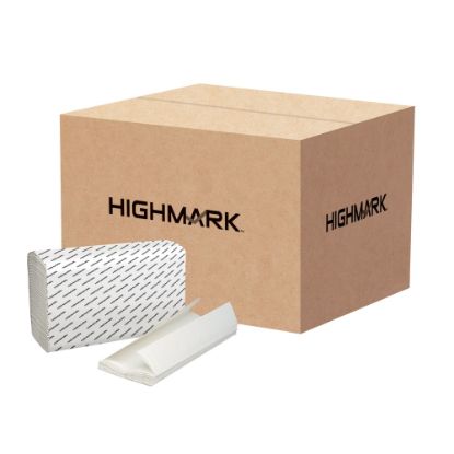 Picture of Highmark C-Fold 1-Ply Paper Towels, 100% Recycled, 200 Sheets Per Pack, Pack Of 12 Packs