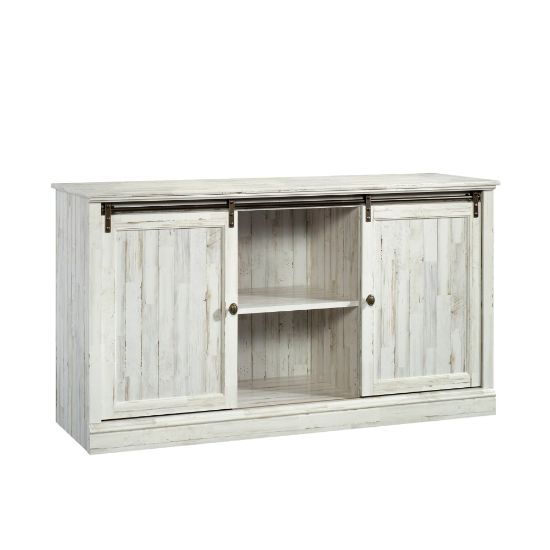 Picture of Sauder Barrister Lane Sliding Door Entertainment Credenza for 60in TVs, White Plank