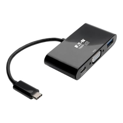 Picture of Tripp Lite USB C to VGA Multiport Adapter Converter w/ USB Hub PD Charging 1080p Black, Thunderbolt 3 Compatible, USB Type C, USB-C, USB Type-C - for Notebook/Tablet PC/Desktop PC/Smartphone