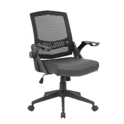 Picture of Boss Office Products Flip Arm Mesh Task Chair with Antimicrobial Protection, Black