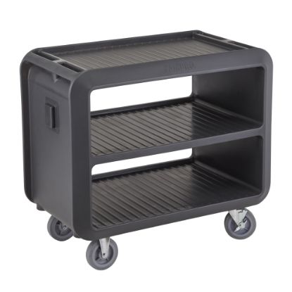 Picture of Cambro Service Cart Pro 3-Shelf Plastic Food Service Cart, 37-1/16inH x 23-13/16inW x 41-1/2inD, Charcoal Gray