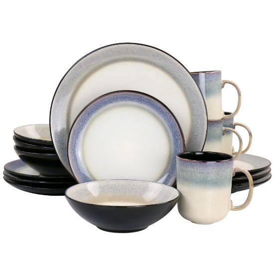 Picture of Gibson Elite Rings of Saturn 16-Piece Stoneware Dinnerware Set, Gray