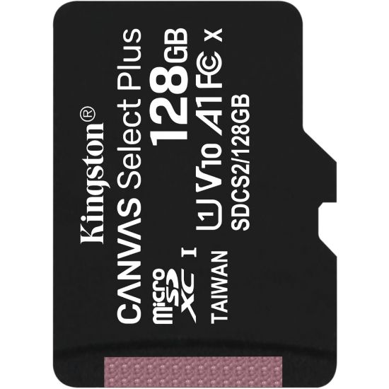 Picture of Kingston Canvas Select Plus SDCS2 128 GB Class 10/UHS-I (U1) microSDXC - 1 Pack - 100 MB/s Read