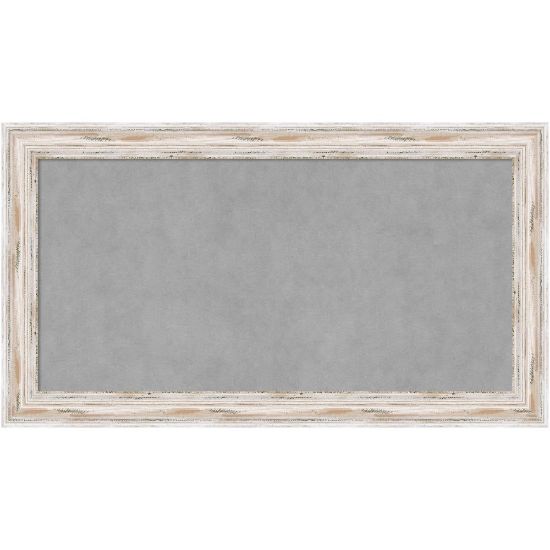 Picture of Amanti Art Narrow Magnetic Bulletin Board, Aluminum/Steel, 27in x 15in, Alexandria White Wash Wood Frame