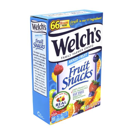 Picture of Welchs Mixed Fruit Snacks, 0.9 oz., Box Of 66 Pouches