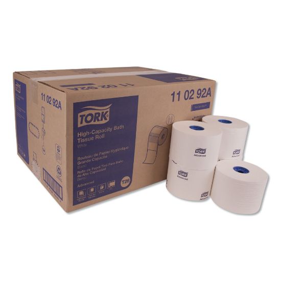 Picture of Tork Advanced High Capacity 2-Ply Septic Safe Bath Tissue, White, 1,000 Sheets per Roll, Case of 36 Rolls