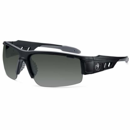 Picture of Ergodyne Skullerz Safety Glasses, Dagr, Anti-Fog, Matte Black Frame, Smoke Lens