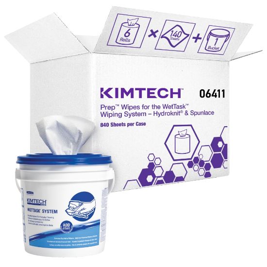 Picture of KIMTECH WetTask System Prep Wipers, 12in x 6in, 140 Sheets Per Roll, Case Of 6 Rolls