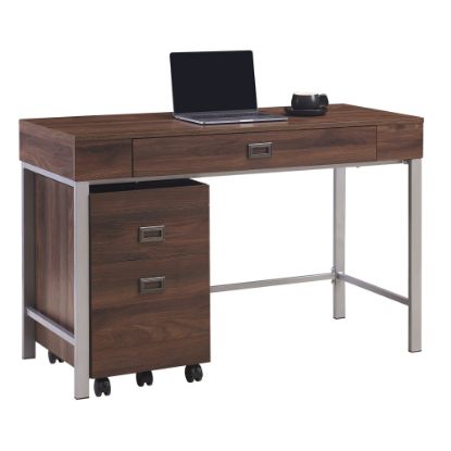 Picture of Realspace Brezio 47inW Computer Desk With Mobile File Cabinet, Brown