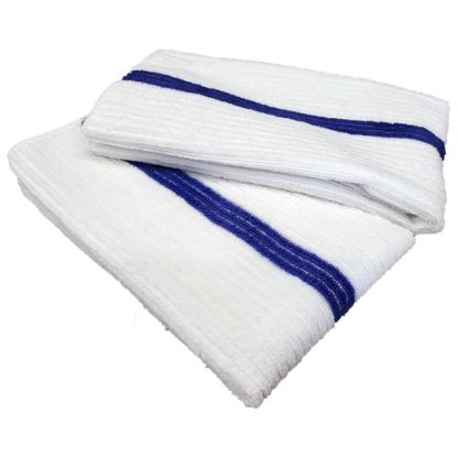 Picture of Pro-Clean Basics Microfiber Bar Mop Towels, 15in x 18in, White/Blue, Pack Of 12 Towels