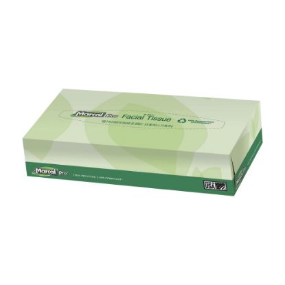 Picture of Marcal Pro 2-Ply Facial Tissues, 100% Recycled, White, 100 Tissues Per Box